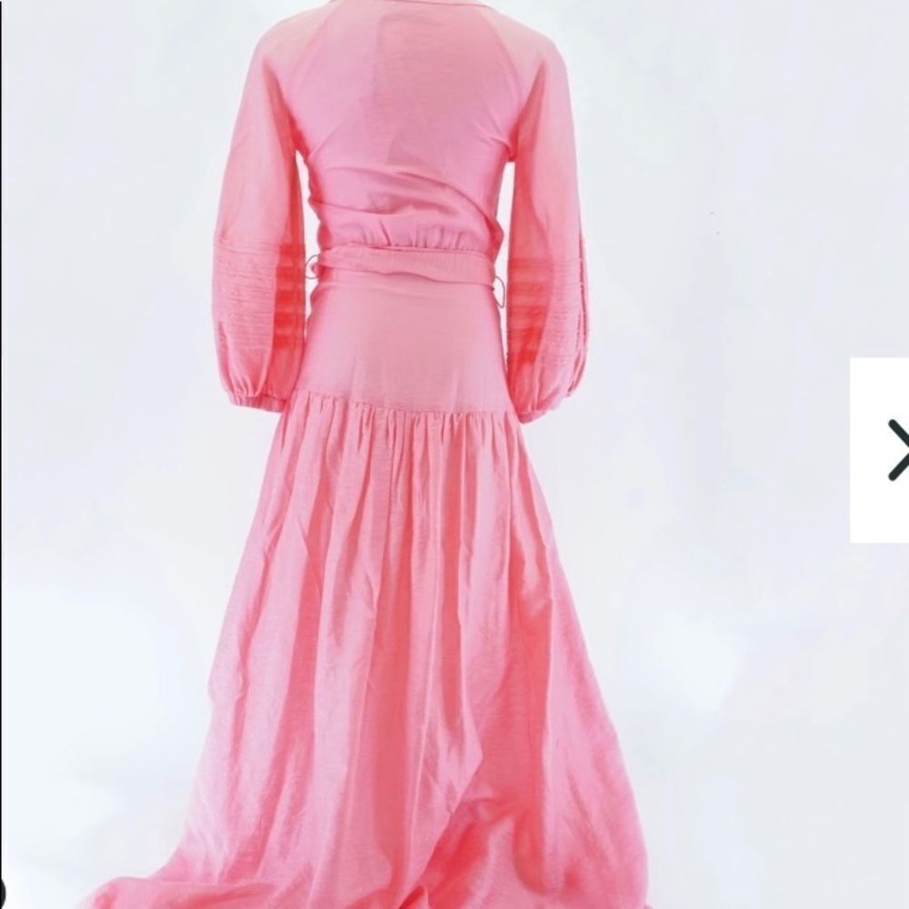 Manning Cartel Pink Demure Feminine Flowy Balloon Art Maxi Dress Sz 8 Nwt — image 2 of 8